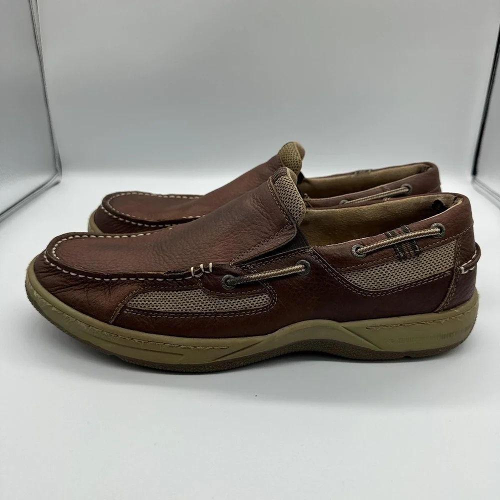 Bass Baron III Shoes Mens Size 13 Brown‎ Leather Slip On Casual Boat Loafers